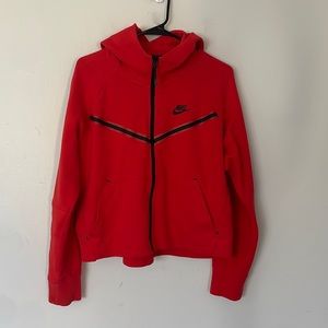 Red Nike Tech Hooded Zip Up Jacket